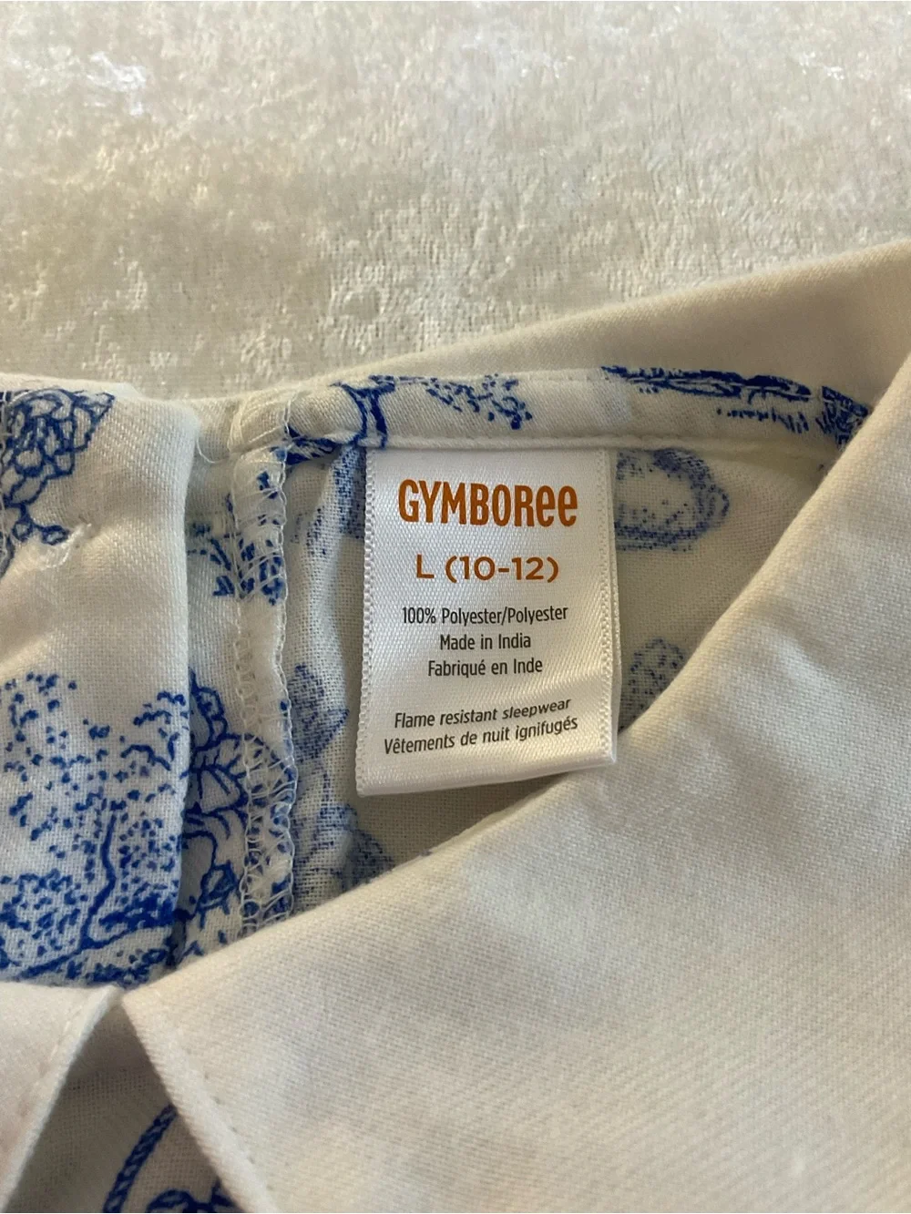 Gymboree White and Blue Bunny Print Long-Sleeve Nightgown Dress